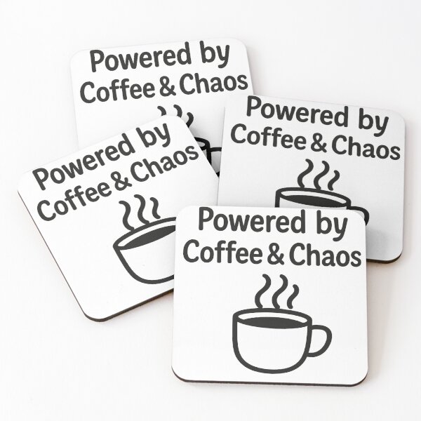 Item preview, Powered by Coffee & Chaos – Aesthetic Funny Quote for Students and Coffee Lovers designed and sold by darkan1.