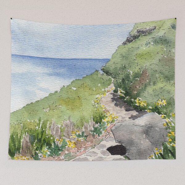 Item preview, Madeira, Portugal PR1 Hike Watercolor Painting designed and sold by srsig designs.