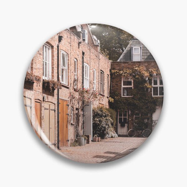 Item preview, London, England I Notting Hill cobbled street with authentic urban city British brick architecture of a dead end with minimalist geometric composition and autumn pastel orange moody aesthetic designed and sold by Julie Travel Photography.