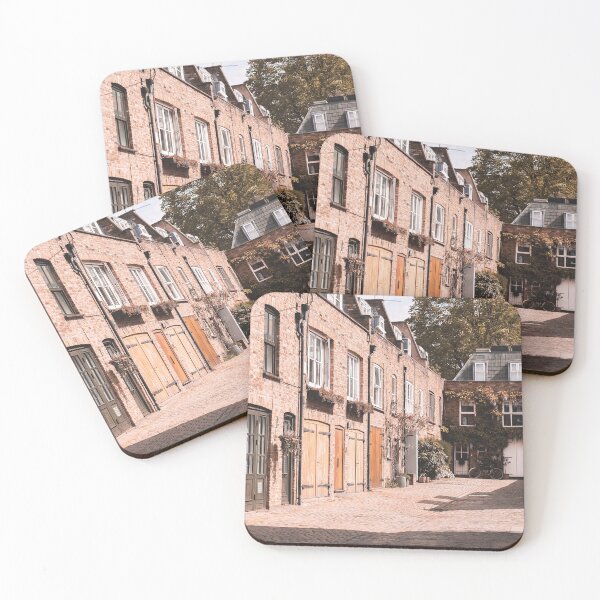 Item preview, London, England I Notting Hill cobbled street with authentic urban city British brick architecture of a dead end with minimalist geometric composition and autumn pastel orange moody aesthetic designed and sold by Julie Travel Photography.
