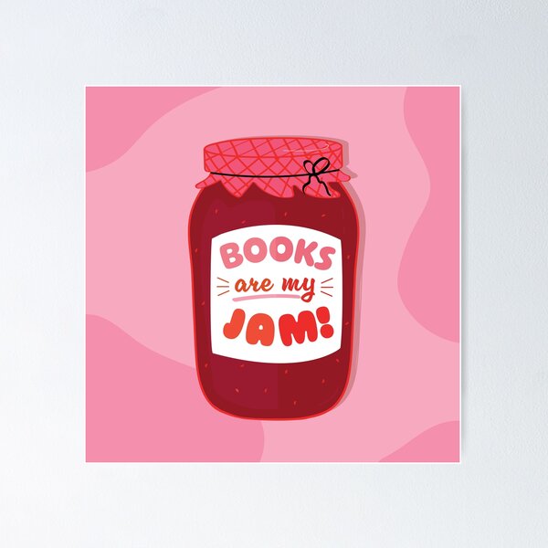 Item preview, Books are my jam - Strawberry Red Jam jar - Bookish Quote designed and sold by ThriveandBloom.