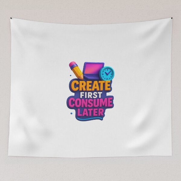 Item preview, Create First Consume Later - Bold Motivational 3D Quote Design designed and sold by WolfPixelRo.