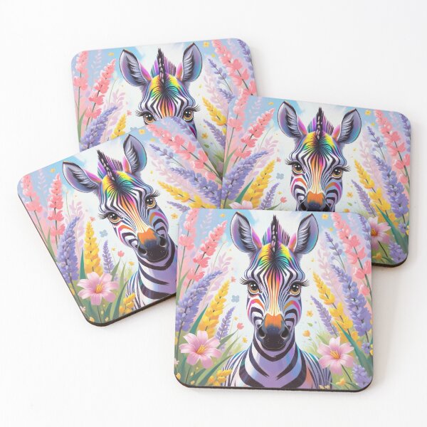 Item preview, Cute Long Eyelashes Zebra in Colors and field of flowers 6 designed and sold by AlinaSCorner.