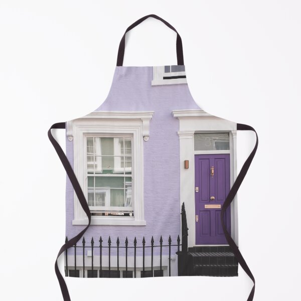 Item preview, London, England I Front of a typical purple Notting Hill house with colorful brick architecture with minimalist geometric street photography at the retro vintage British vibrant mauve door designed and sold by Julie Travel Photography.