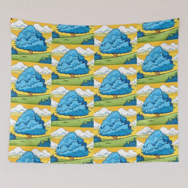 Item preview, Surreal Blue Cloudy Tree in Dreamlike Landscape designed and sold by ART ATTACK ZONE.