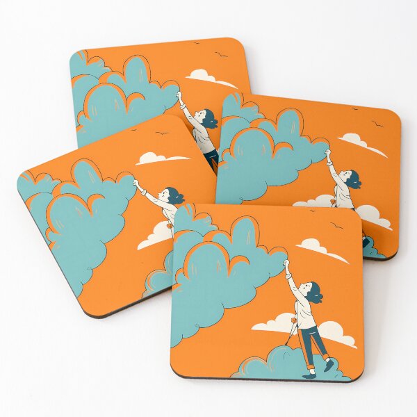 Item preview, Woman Reaching for Clouds in Orange Sky designed and sold by ART ATTACK ZONE.