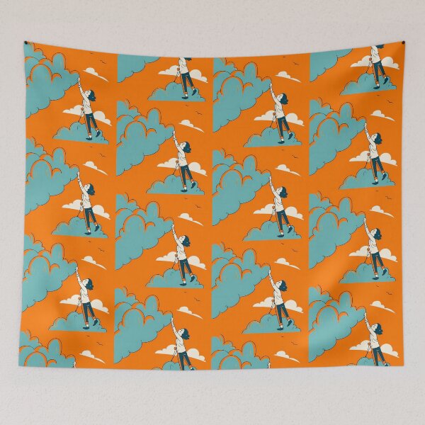 Item preview, Woman Reaching for Clouds in Orange Sky designed and sold by ART ATTACK ZONE.