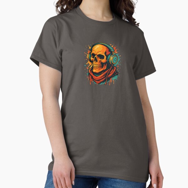 Artikel-Vorschau von Neon Audio Totenkopf T-Shirt | Splatter Beats Undead, designt und verkauft von MC_Designs.