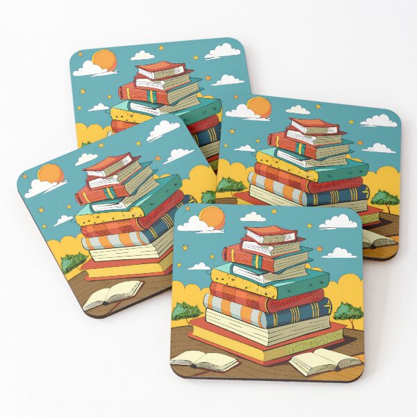 Item preview, Colorful Stack of Books in Whimsical Landscape designed and sold by ART ATTACK ZONE.