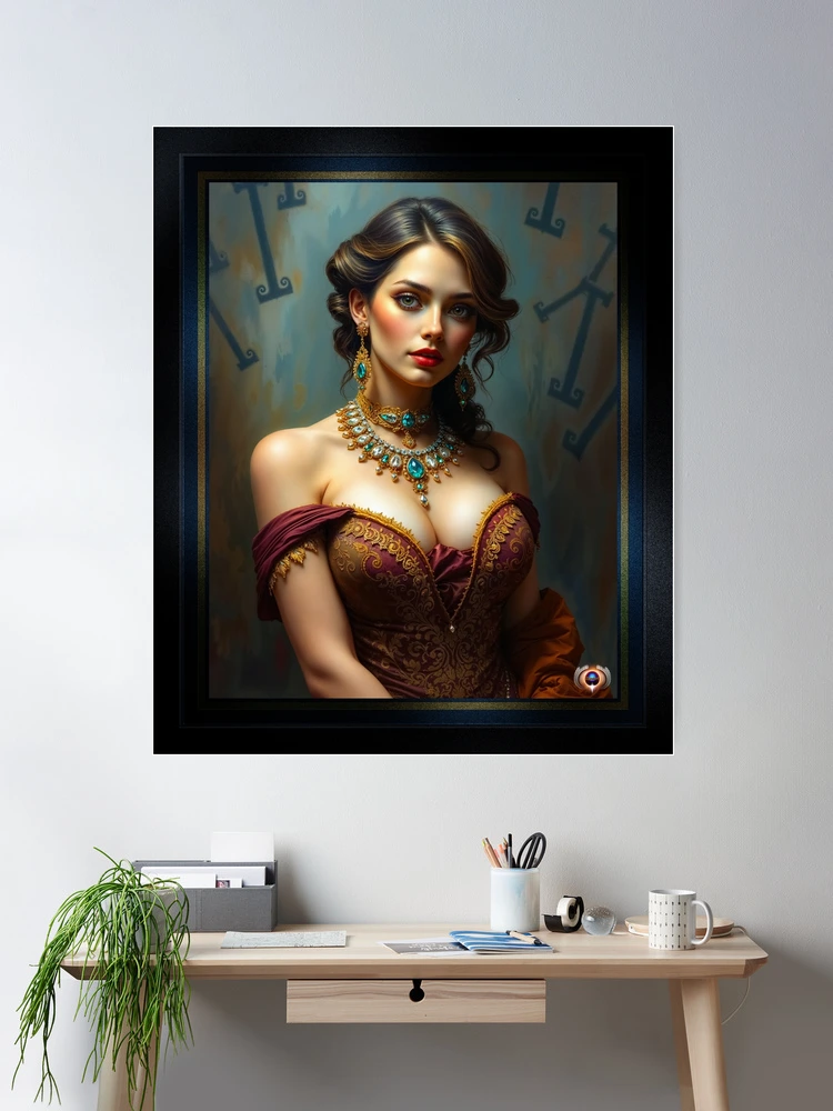 A Study in Light, The Exquisite Portrait Of Countess Vivienne Moreau AI Concept Art by Xzendor7 2 A Study in Light, The Exquisite Portrait Of Countess Vivienne Moreau Enthralling AI Concept Art by Xzendor7 Room Decor Poster Art Print