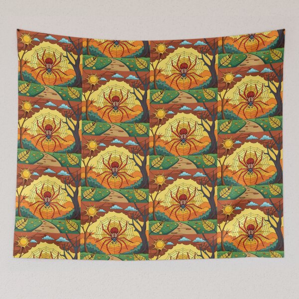 Item preview, Large Spider in Web within Colorful Landscape designed and sold by ART ATTACK ZONE.