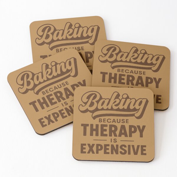 Item preview, Baking Because Therapy Is Expensive – Vintage 80s Sepia Typography designed and sold by Meandmyshop.