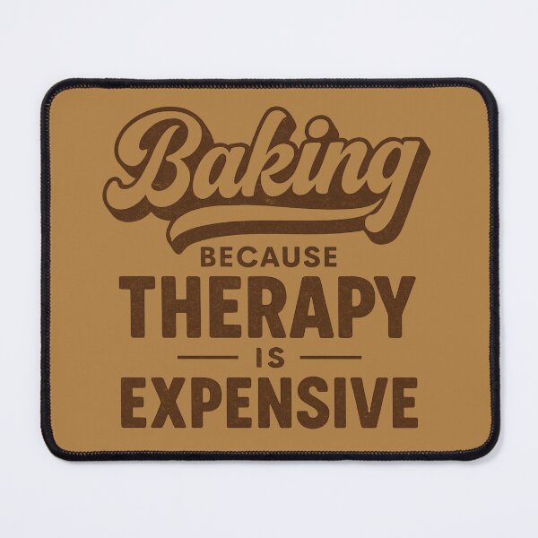 Item preview, Baking Because Therapy Is Expensive – Vintage 80s Sepia Typography designed and sold by Meandmyshop.