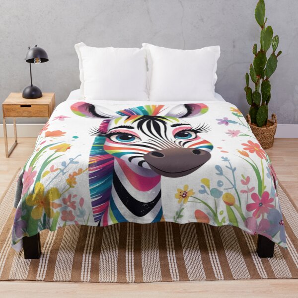Item preview, Cute Long Eyelashes Zebra in Colors and field of flowers 7 designed and sold by AlinaSCorner.