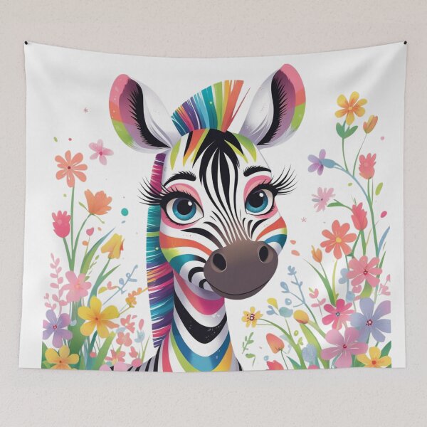 Item preview, Cute Long Eyelashes Zebra in Colors and field of flowers 7 designed and sold by AlinaSCorner.