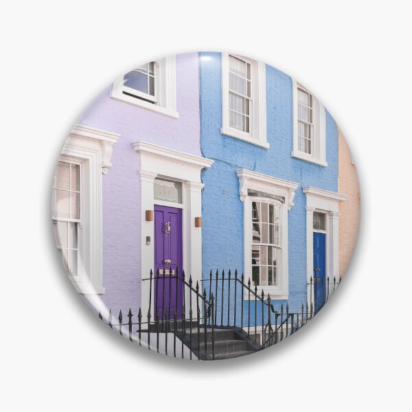 Item preview, London, England I Pastel facades of Notting Hill streets captured in colorful British architecture to the purple blue and pink dollhouse aesthetic of an everyday lifestyle londoner street scene designed and sold by Julie Travel Photography.