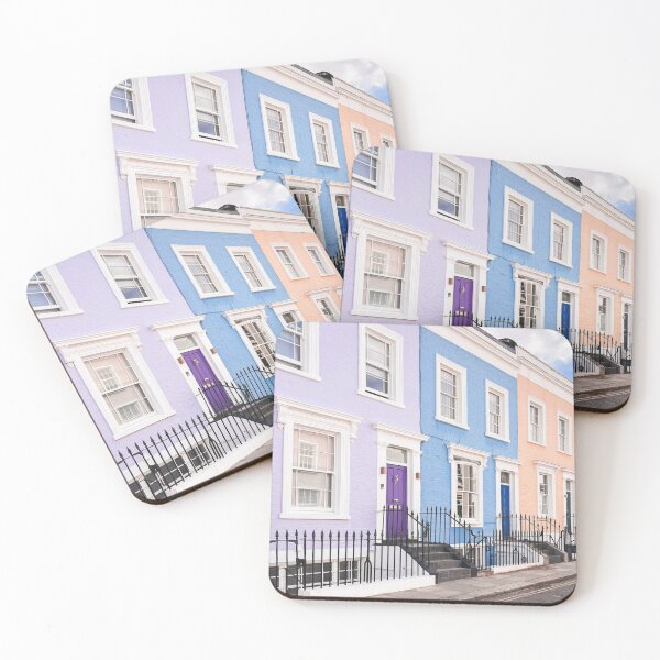 Item preview, London, England I Pastel facades of Notting Hill streets captured in colorful British architecture to the purple blue and pink dollhouse aesthetic of an everyday lifestyle londoner street scene designed and sold by Julie Travel Photography.