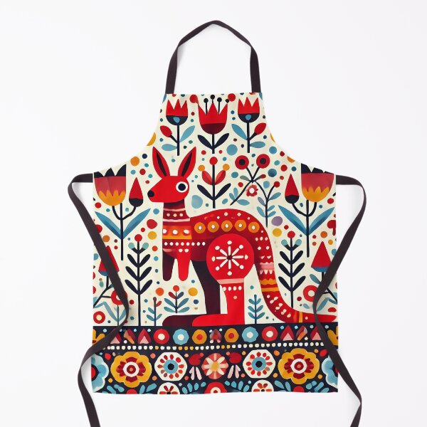 Item preview, Scandinavian Folk Art Colourful Patterned Red Kangaroo by heidiannemorris © designed and sold by FOLK ART FUSION by heidiannemorris.