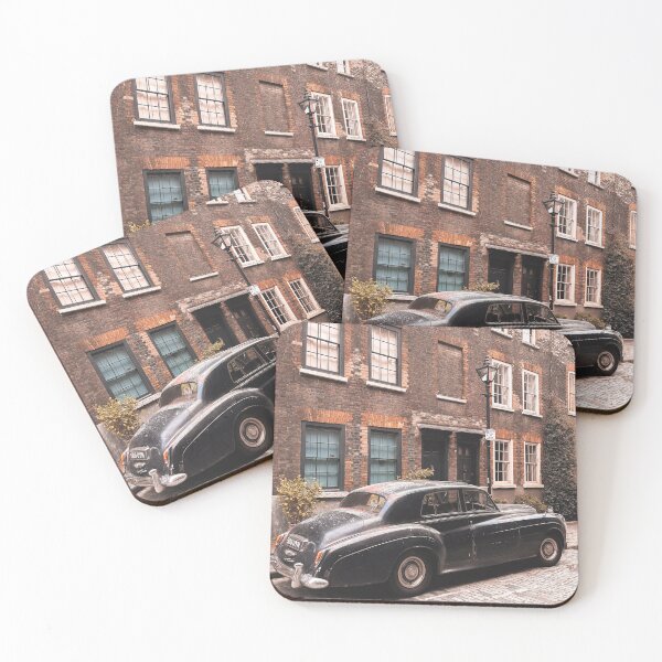 Item preview, London, England I Antique car on a Shoreditch street with retro vintage aesthetic brick facades with a street photography of British minimalist geometric architecture with a moody ambience designed and sold by Julie Travel Photography.