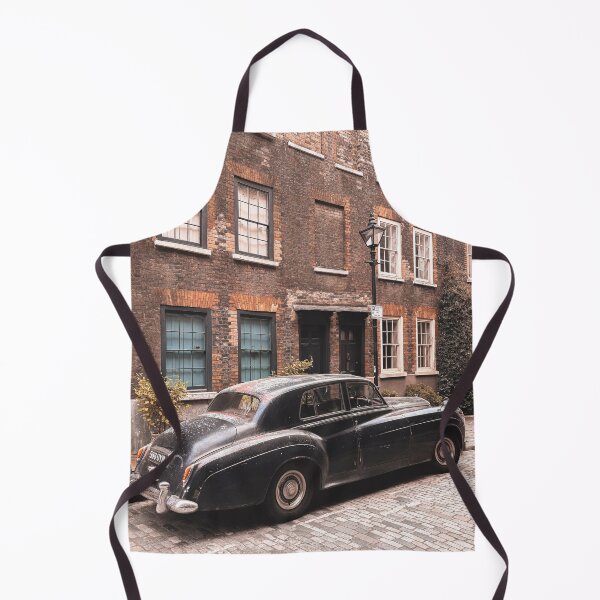 Item preview, London, England I Antique car on a Shoreditch street with retro vintage aesthetic brick facades with a street photography of British minimalist geometric architecture with a moody ambience designed and sold by Julie Travel Photography.