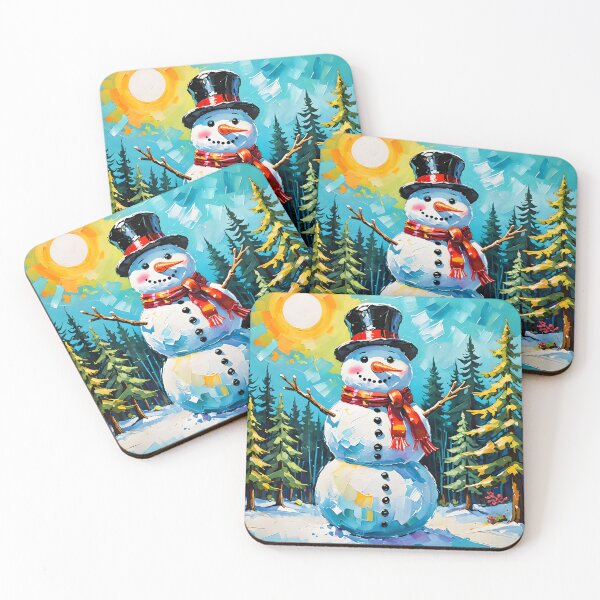 Item preview, Sunlit Joy – Painterly Snowman in a Sunny Snowy Landscape designed and sold by EmeraldeaDesign.