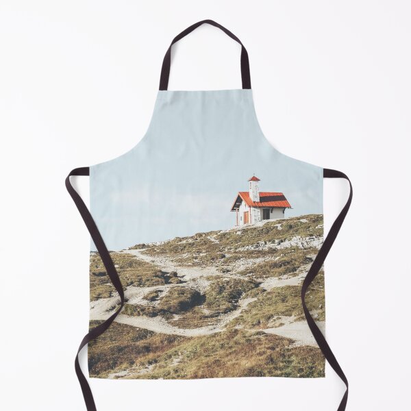 Item preview, Dolomites, Italy I The little red roof chapel church overlooking the green mountains of the Tre Cime with a retro vintage analog film photography featuring a minimalist geometric design art composition designed and sold by Julie Travel Photography.
