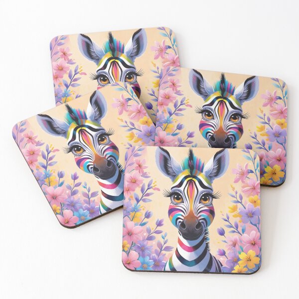 Item preview, Cute Long Eyelashes Zebra in Colors and field of flowers 8 designed and sold by AlinaSCorner.
