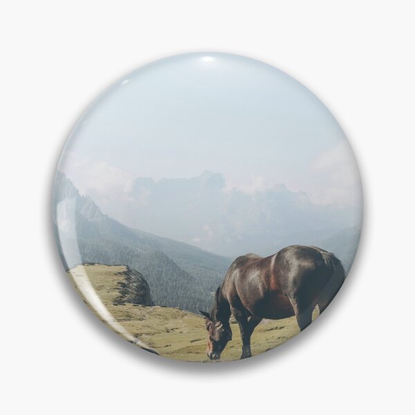 Item preview, Dolomites, Italy I Free roaming wild horse in the Tre Cime mountains and panoramic view of the peaks on an alpine hike through lush green mountain pastures skyline and breathtaking natural landscapes designed and sold by Julie Travel Photography.