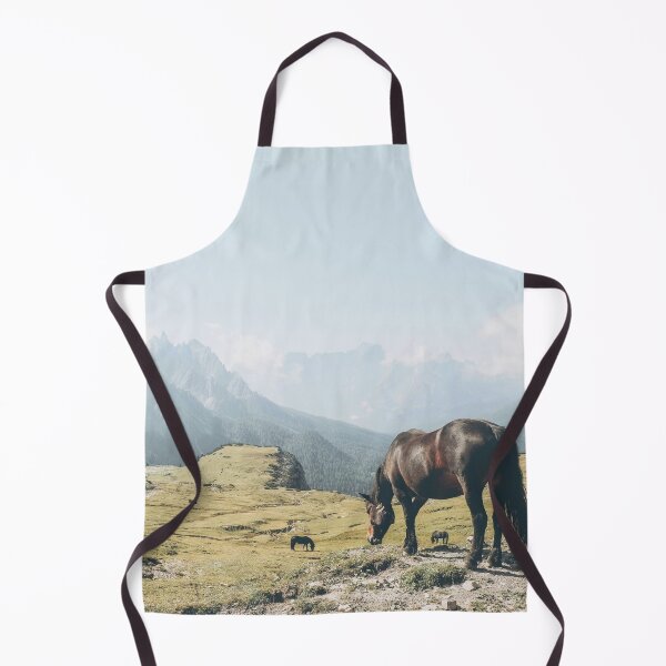 Item preview, Dolomites, Italy I Free roaming wild horse in the Tre Cime mountains and panoramic view of the peaks on an alpine hike through lush green mountain pastures skyline and breathtaking natural landscapes designed and sold by Julie Travel Photography.