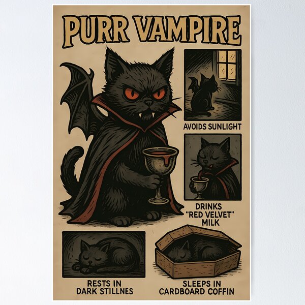Item preview, Purr Vampire – The dark vampire cat designed and sold by PixelForge.com.de.