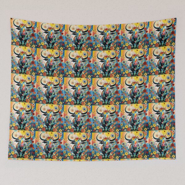 Item preview, Beautiful bull surrounded by wildflowers. designed and sold by Natalia-Vlad.