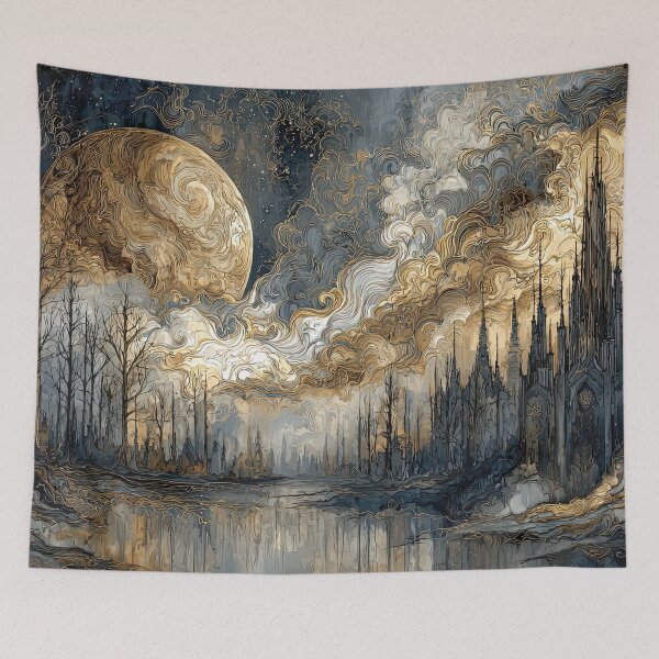 Item preview, Moonrise over the Wyrmspire Vale designed and sold by NeoNebulaArt.