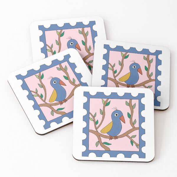 Item preview, Whimsical Blue Bird Stamp designed and sold by emilyvannooij.
