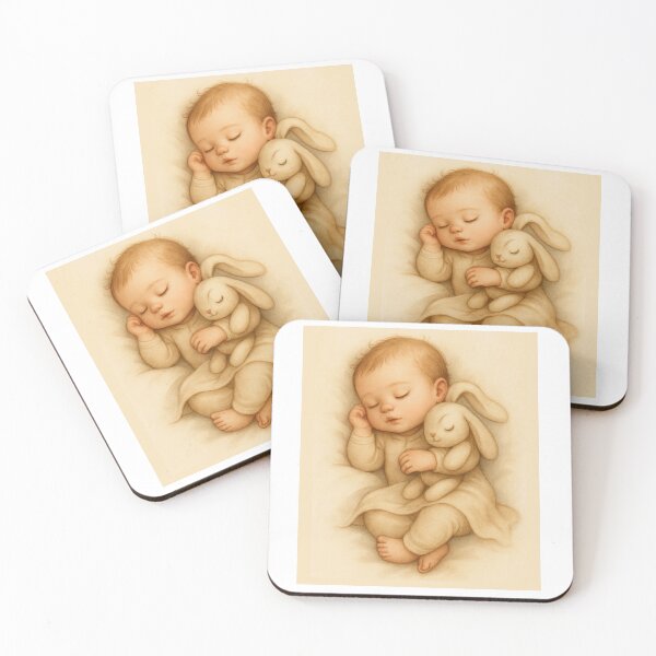 Item preview, Baby sleeping with a bunny comforter designed and sold by Rolukino Design.