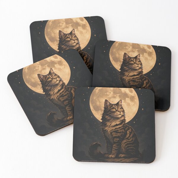 Item preview, Mystical Cat Under Full Moonlight Sky designed and sold by Amr Siam.