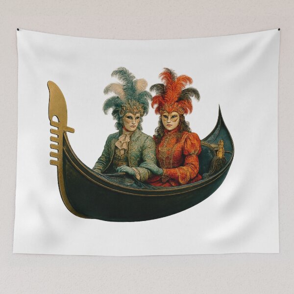 Item preview, Masked Participant in Gondola – Venetian Carnival in Full Glory designed and sold by branaghbel.