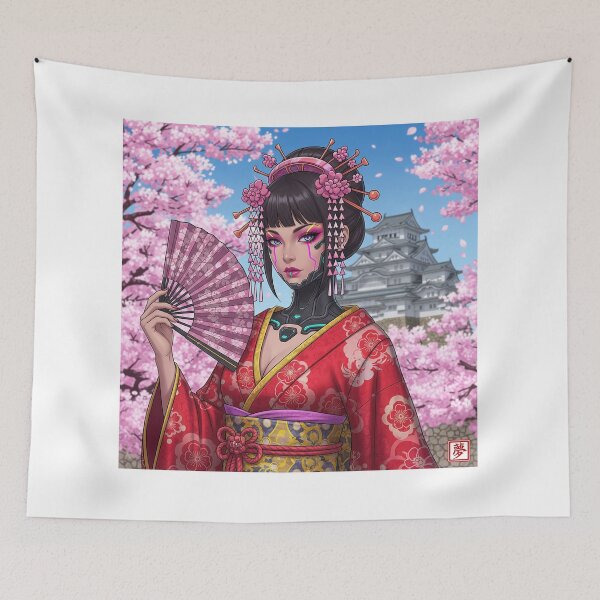 Item preview, Cyber Maiko with Castle and Cherry Blossoms designed and sold by schwa24jpn.