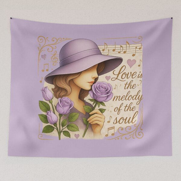 Item preview, Romantic Digital Illustration of a Woman with Love Quote – Golden Calligraphy designed and sold by branaghbel.