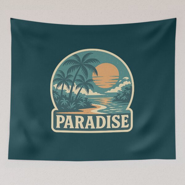 Item preview, Paradise Retro Sunset Tee | Vintage Beach Escape designed and sold by MarCinu Art.