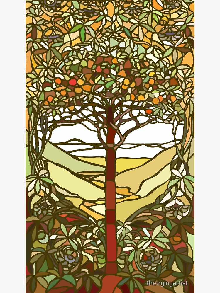 "Tiffany's Tree of Life Stained Glass Window" Sticker by