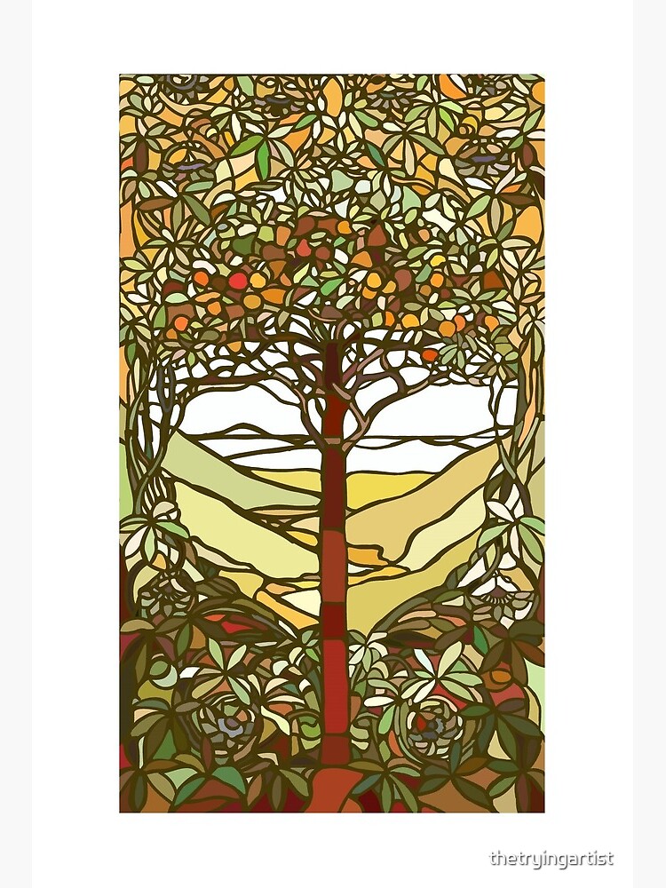 Louis Comfort Tiffany - Stained glass. Tree of life Art Print by