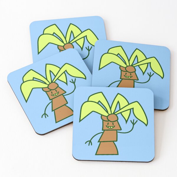 Item preview, Funny Cute Palm Tree Hand Waving Happy Face Comic designed and sold by shirt-o-mat.