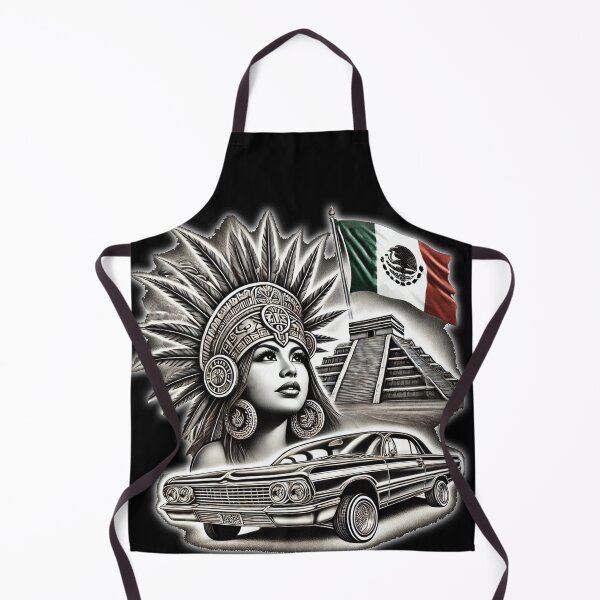 Artikelvorschau, Azteken Chicana Chicano Lowrider Auto Mexikanische Flagge entworfen und verkauft von HechoEnAztlan.