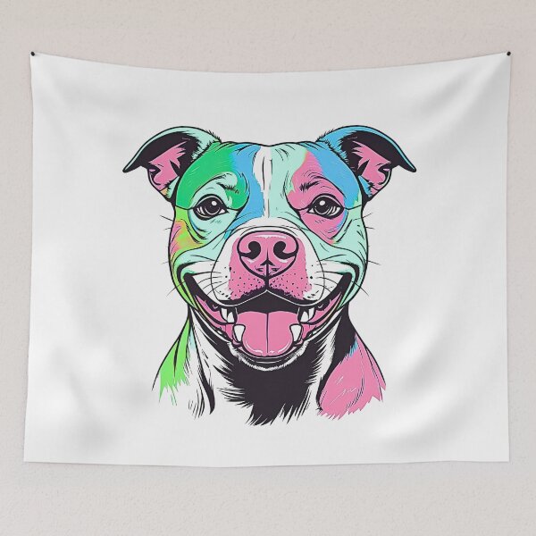 Item preview, Neon Pitbull Face – Bold & Colorful Pop Art Dog Design designed and sold by Fredster1966.