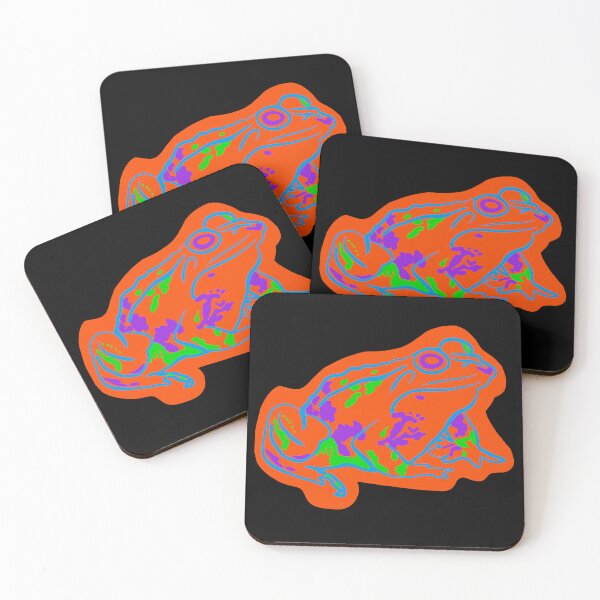 Item preview, Blue Neon Frog In Orange designed and sold by wildjellybeans.