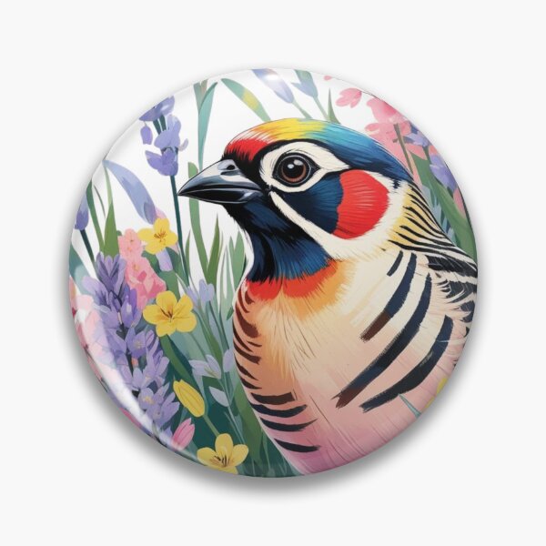 Item preview, Chubby Colorful Zebra Finch in a Field of Flowers  designed and sold by AlinaSCorner.