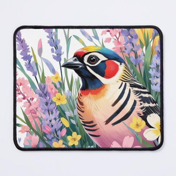 Item preview, Chubby Colorful Zebra Finch in a Field of Flowers  designed and sold by AlinaSCorner.