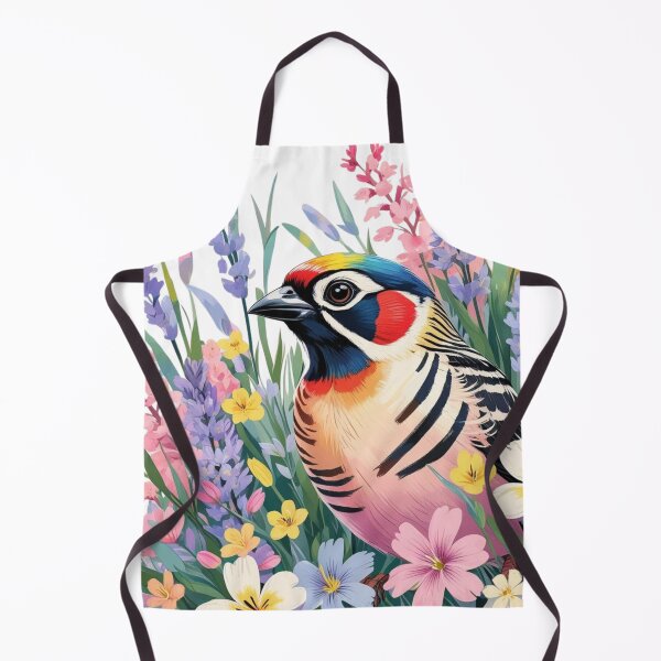 Item preview, Chubby Colorful Zebra Finch in a Field of Flowers designed and sold by AlinaSCorner.