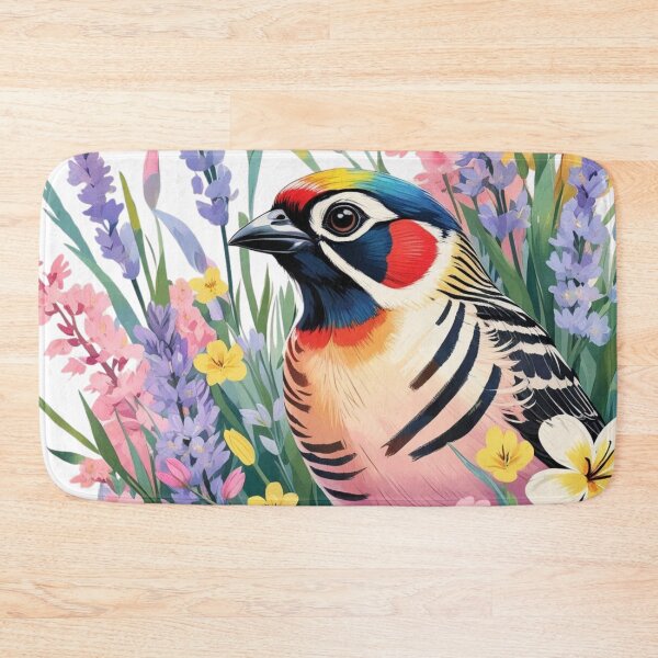 Item preview, Chubby Colorful Zebra Finch in a Field of Flowers  designed and sold by AlinaSCorner.