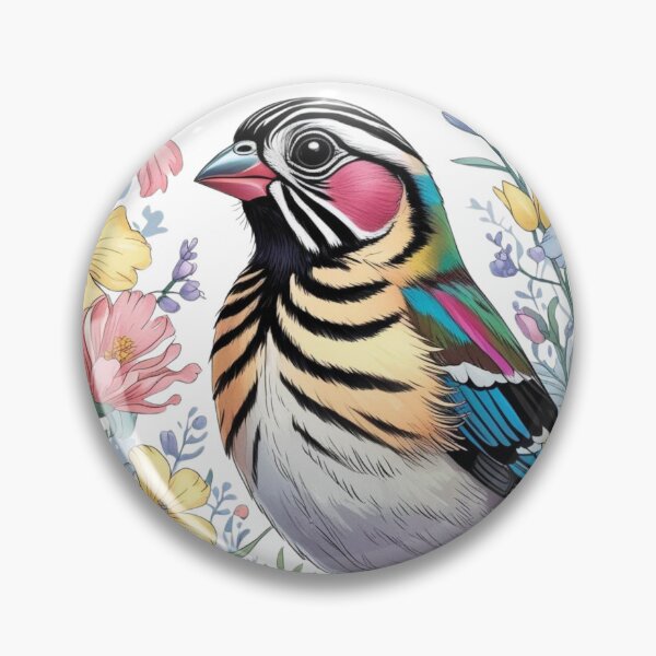 Item preview, Chubby Colorful Zebra Finch in a Field of Flowers 2 designed and sold by AlinaSCorner.